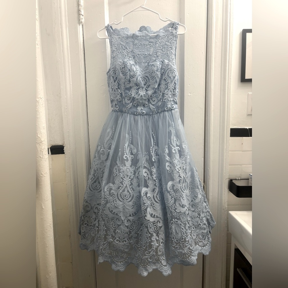 Chi Chi London Light Blue Lace Princess Dress US 6 UK 10 Cinderella